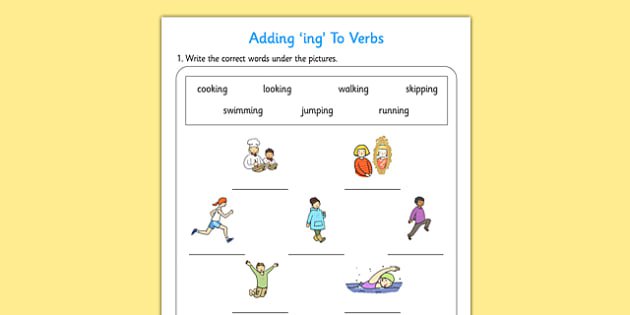 Adding Ing To Verbs Activity