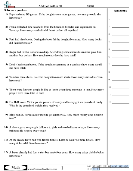 Addition Worksheets