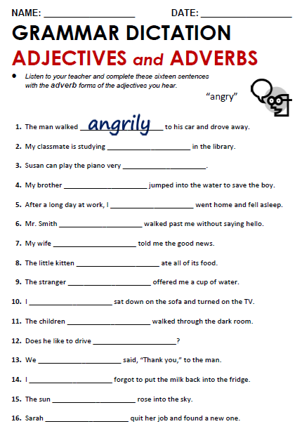 Adjectives And Adverbs Worksheets Adjectives And Adverbs All