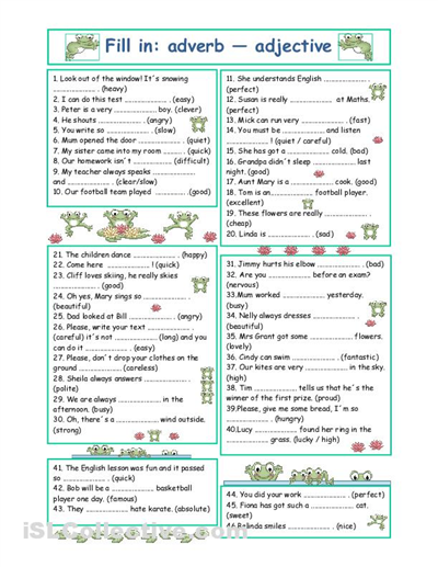 Adverbs And Adjectives Worksheets