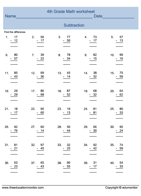 Agreeable Fourth Grade Math Worksheet For Your 4th Grade Math