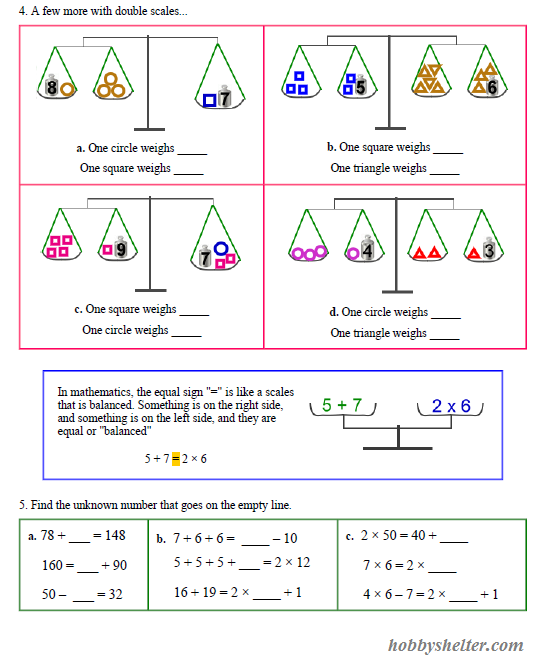 Algebra Balance Scales Worksheet Worksheets For All