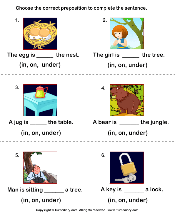 Alluring Worksheets Prepositions In On Under Also Plete The