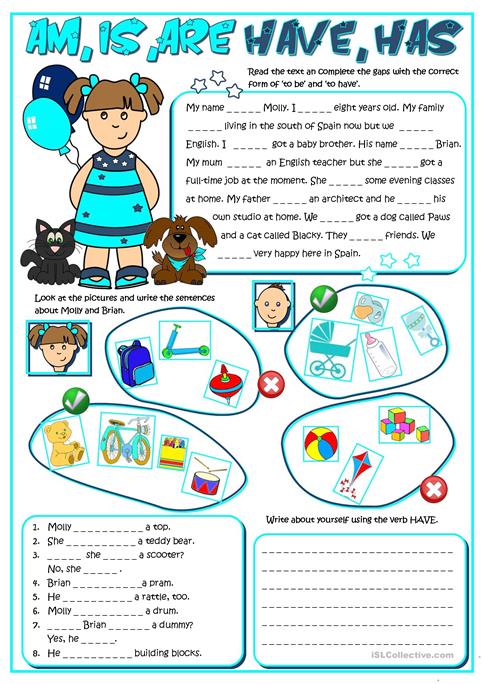 Am ,is, Are, Have, Has Worksheet