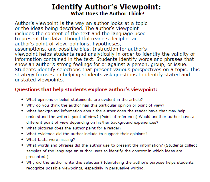 Author S Viewpoint Worksheets Worksheets For All