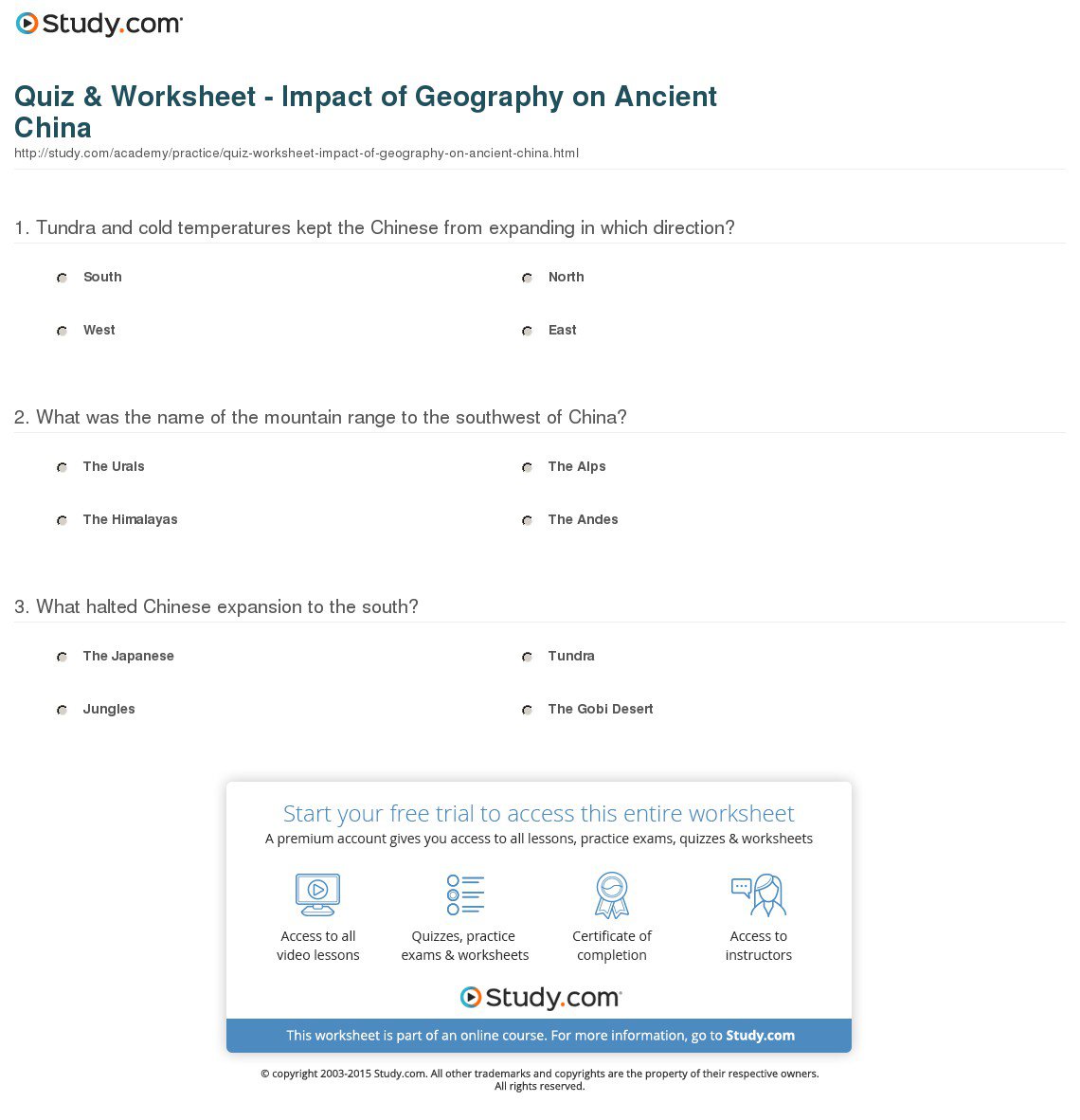 Awesome Collection Of Ancient China Worksheets With Additional