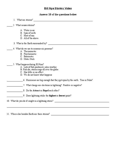 Bill Nye Storms Worksheet Free Free Worksheets Samples Bill Nye Storms Worksheet Free Free Worksheets Samples