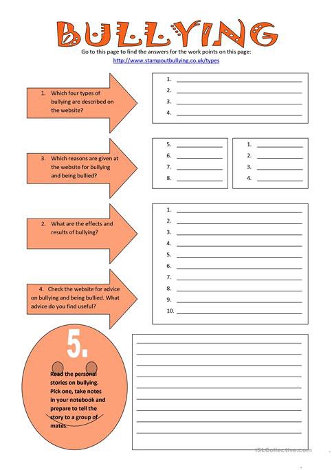 Bullying Worksheets Bullying Worksheet Free Esl Printable