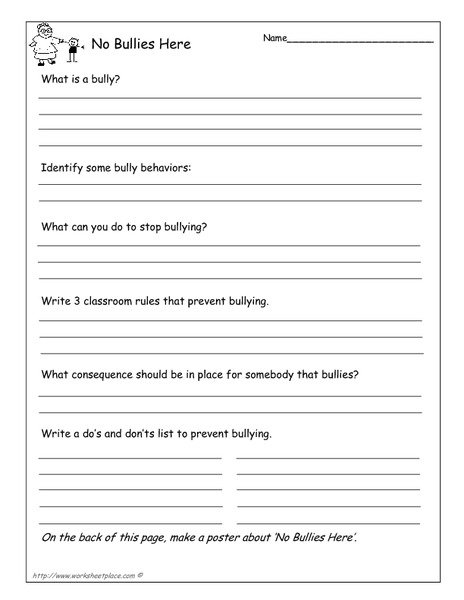 Bullying Worksheets For 3rd Grade