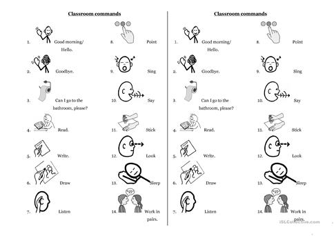 Classroom Commands Worksheet