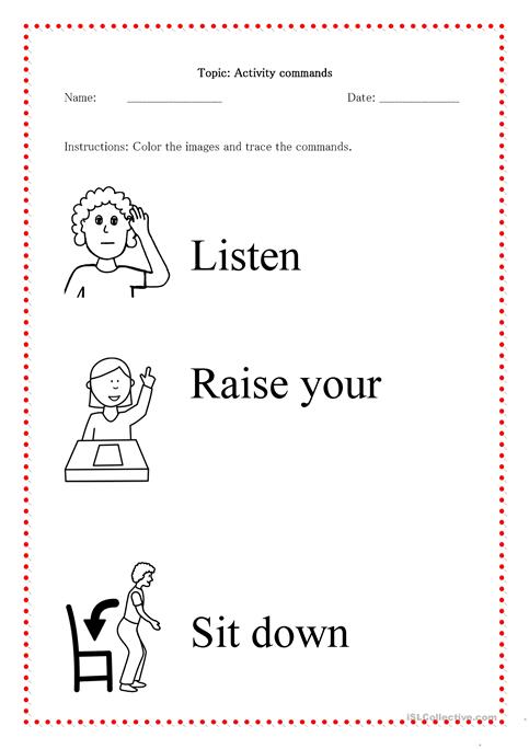 Classroom Commands Worksheet