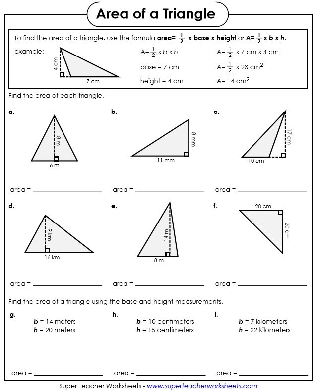 Collection Of Solutions Area Of Triangles Worksheets For Your