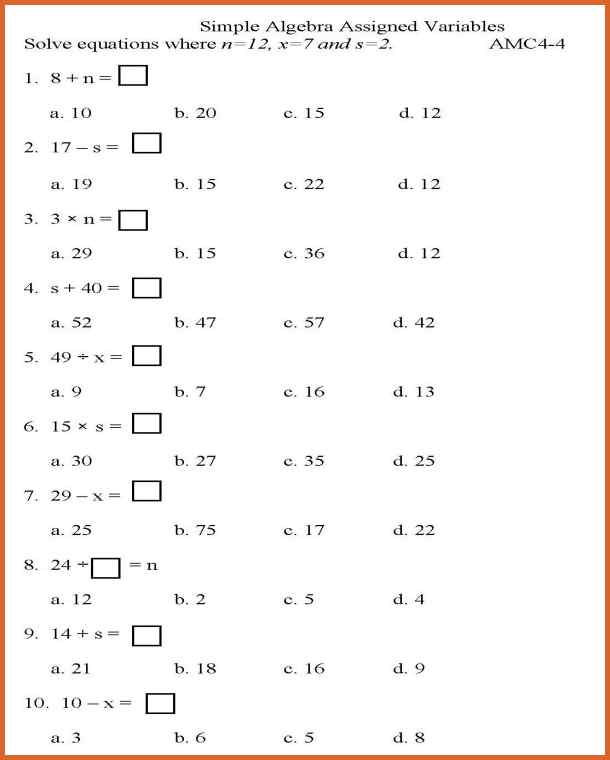 College Algebra Worksheets