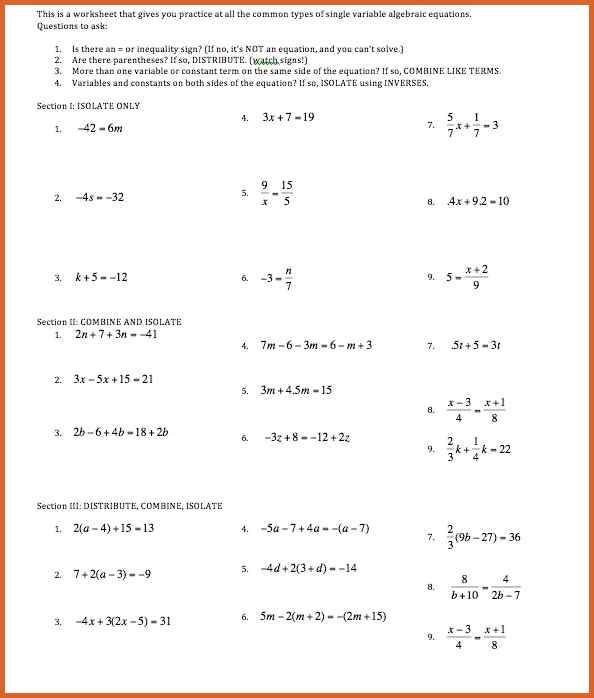 College Algebra Worksheets