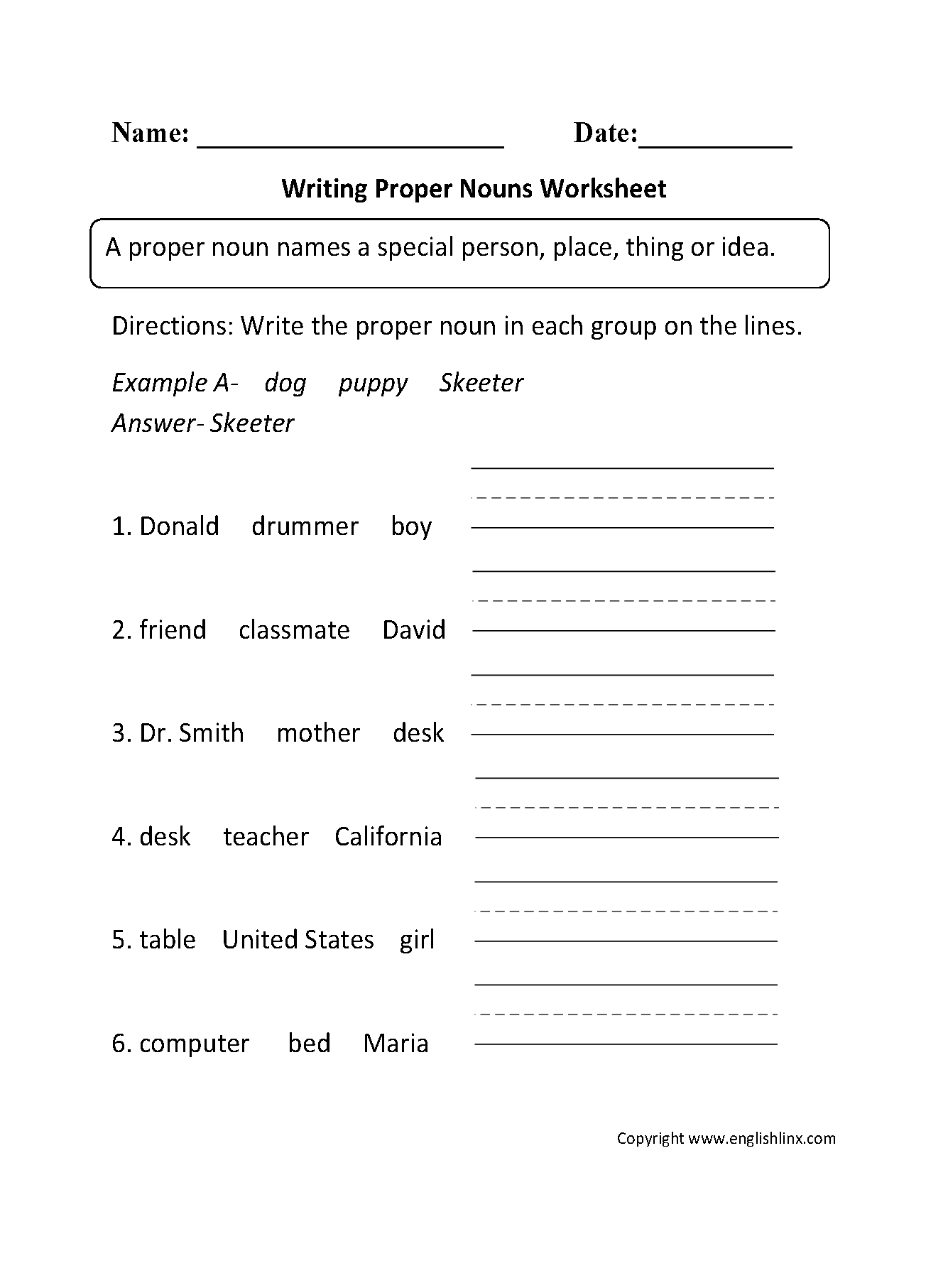Common And Proper Nouns Worksheets For Grade 2 The Best Worksheets