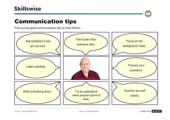 Communication Skills Worksheets Communication Skills Worksheet