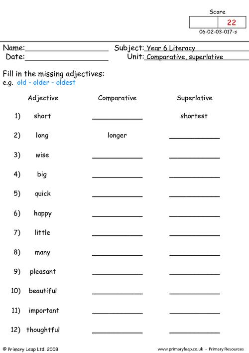 Comparative And Superlative Adjectives Worksheet With Pictures