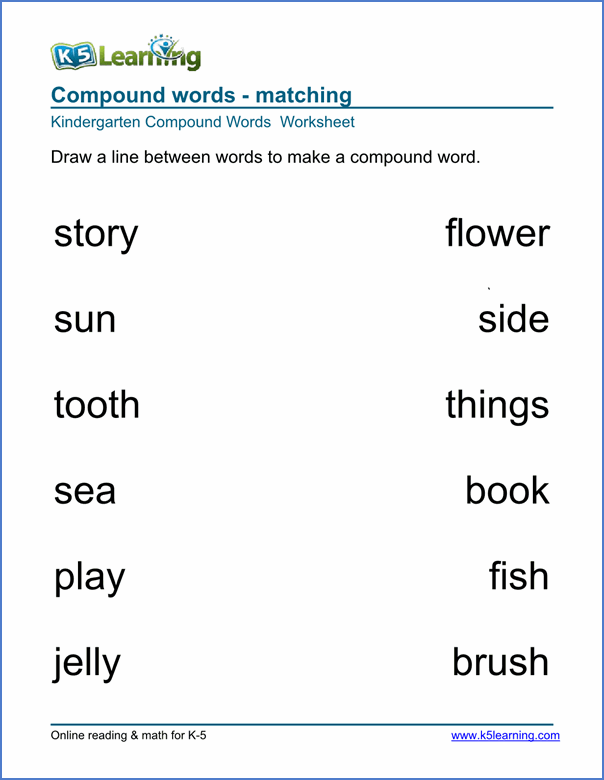 Compound Words Worksheet For Kindergarten Worksheets For All | Free ...