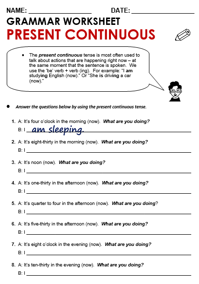 Confortable Worksheets Present Continuous Tense In Present