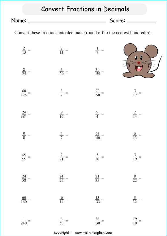 Convert Fractions Into Decimals, Round Off To The Nearest