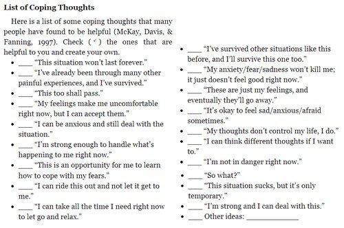 Coping Skills List Pdf