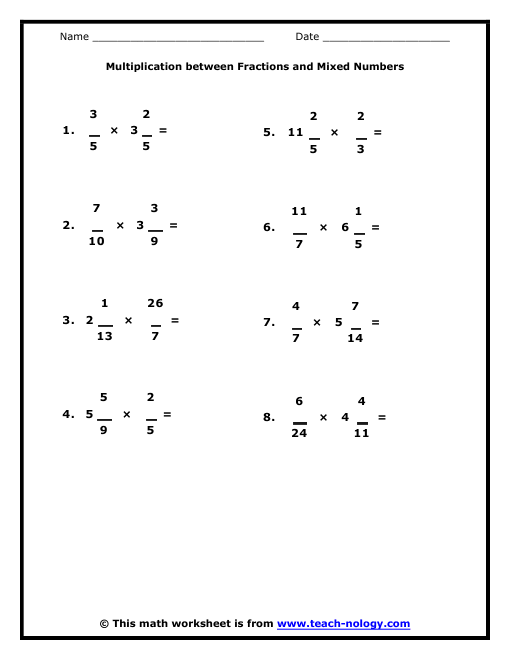 Dividing Fractions And Mixed Numbers Worksheets 6th Grade