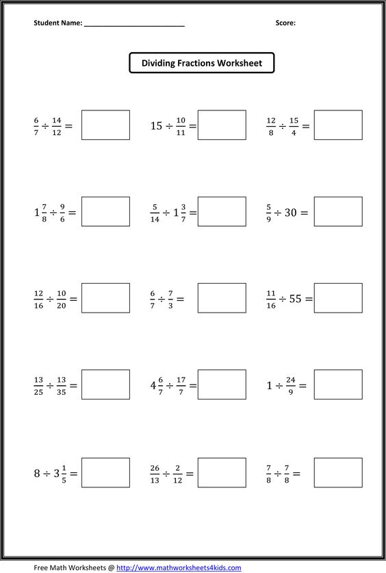 Dividing Fractions And Mixed Numbers Worksheets 6th Grade