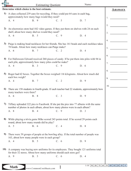 Division Worksheets