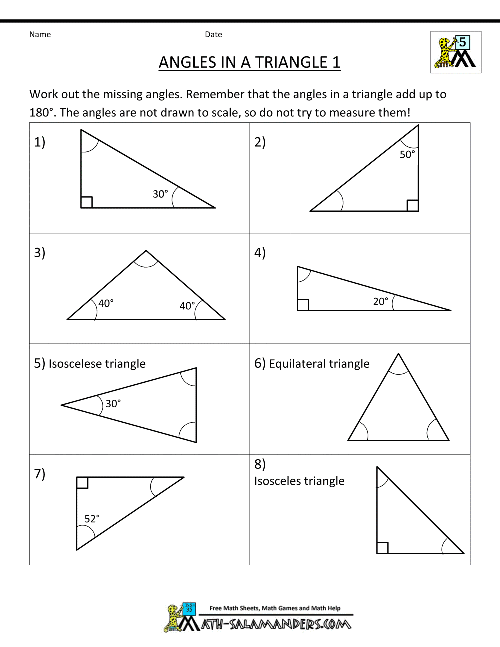Exterior Angles Of A Triangle Worksheet Doc  Prepossessing