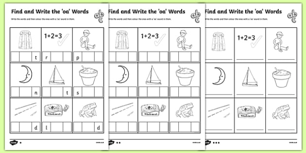 Find And Write The Oa Words Differentiated Worksheet   Activity