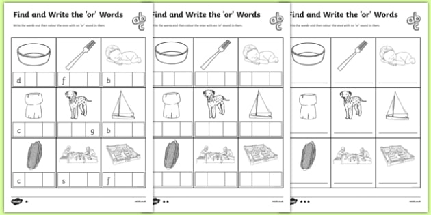 Find And Write The Or Words Differentiated Worksheet   Activity