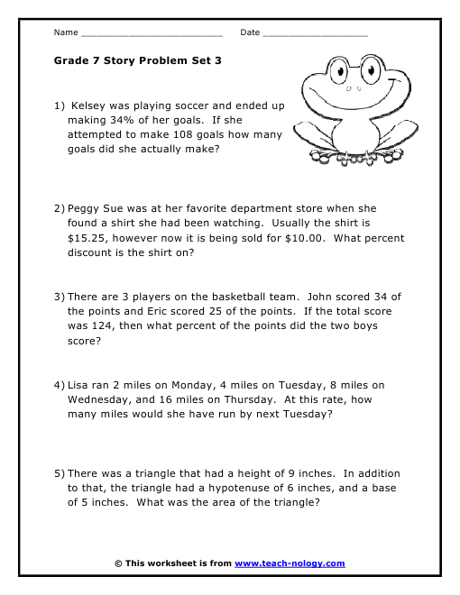 Free Worksheets Grade 7 Math