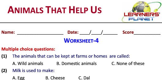 Grade 2 Science Animals That Help Us Worksheets For Kids Tutorials