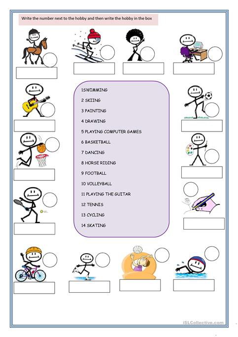 Hobbies Worksheet