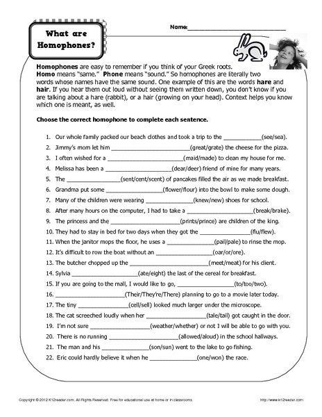 Homophone Worksheets For Middle School Worksheets For All