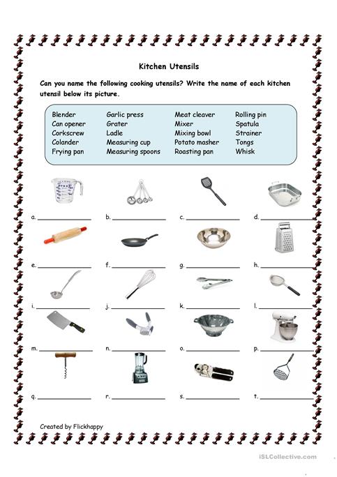 Kitchen Utensils Worksheet