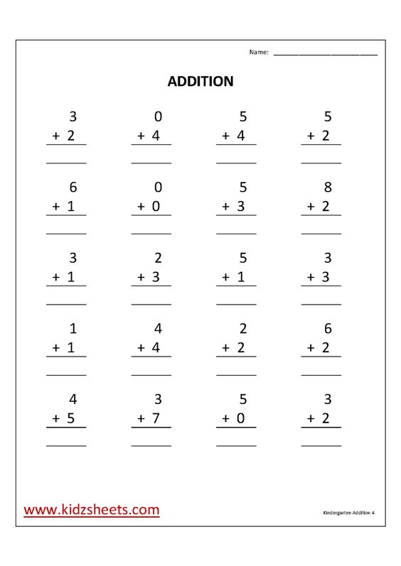 Kumon Math Worksheets  Singledigit Addition Questions With No