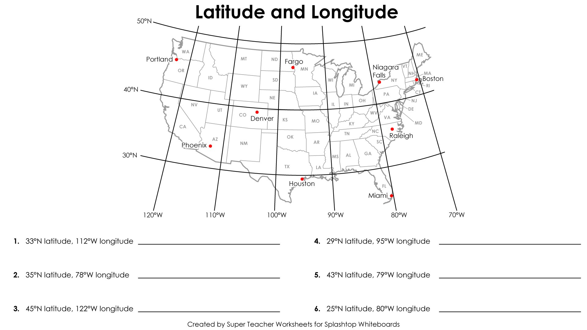 Latitude And Longitude Worksheet