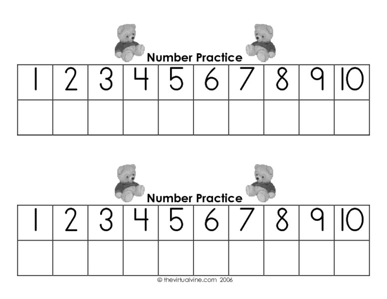 Learning To Write Numbers 1 10 Worksheet