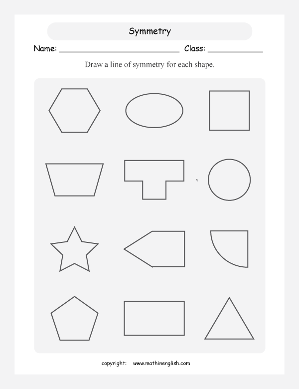 Line Of Symmetry Worksheet For Each Shape Draw A Line Of Symmetry