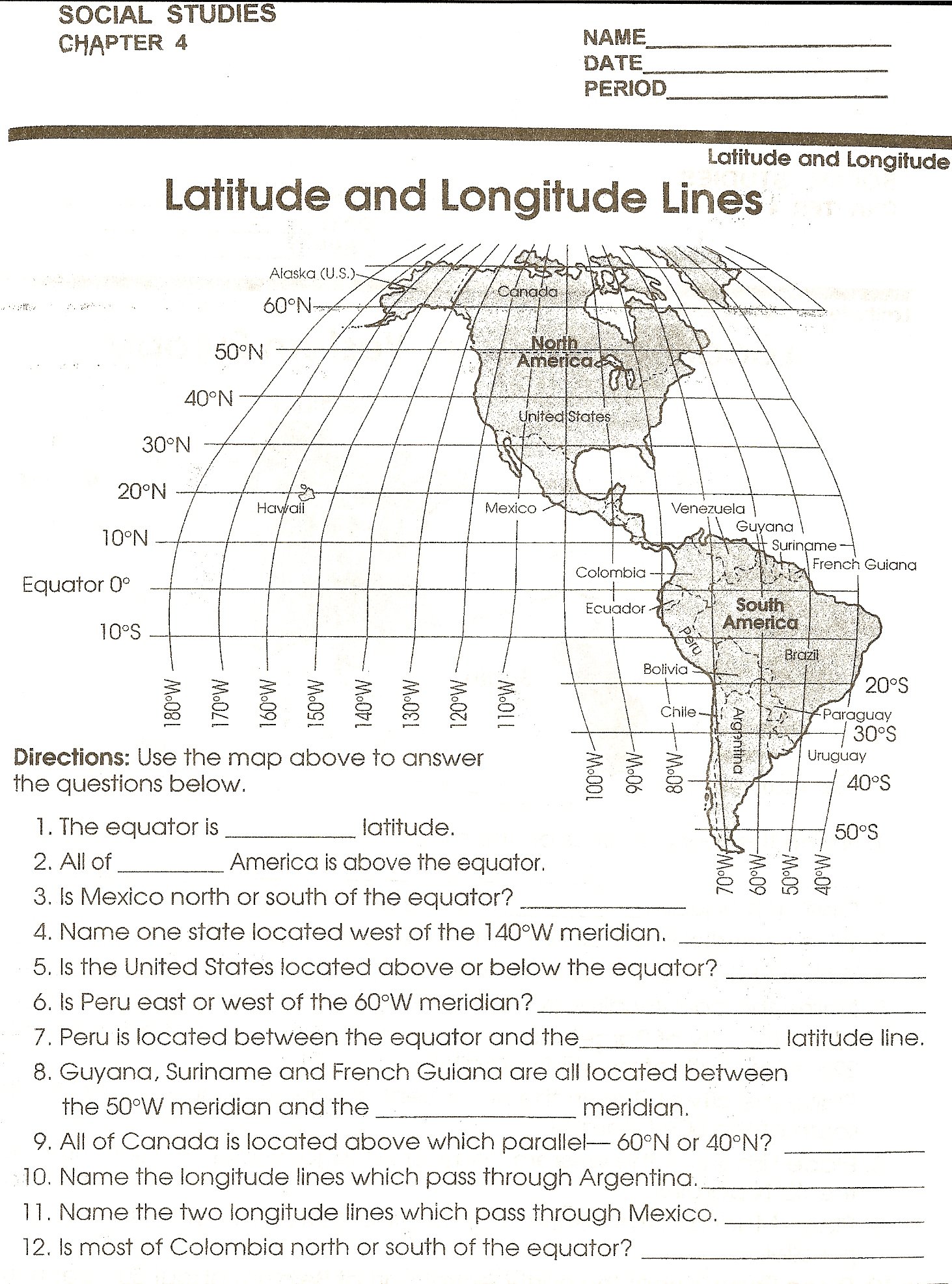 Lines Of Latitude And Longitude Worksheets The Best Worksheets
