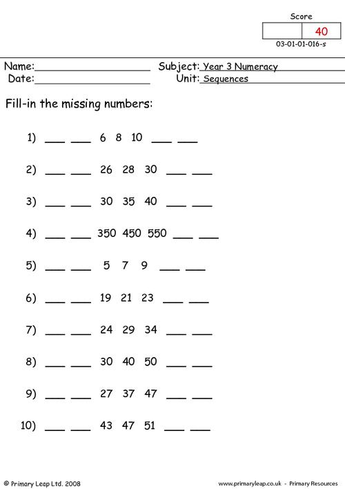 Math Sequence Worksheets Worksheets For All