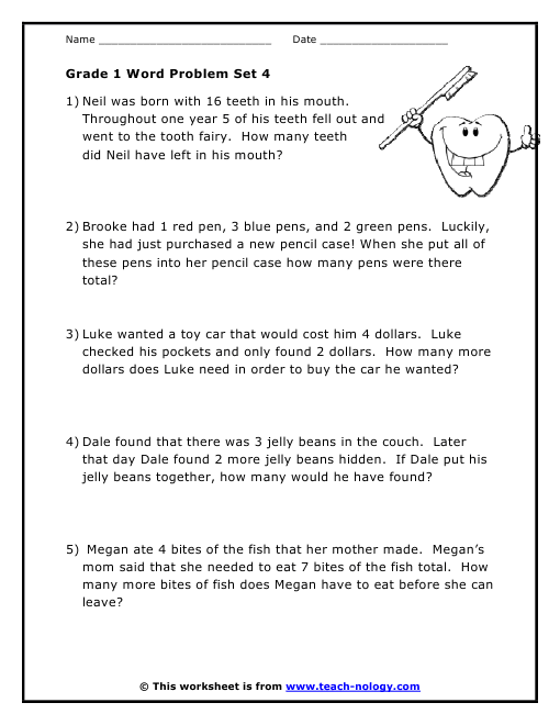 Problem Solving Worksheets For Grade 1