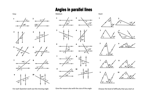 Mesmerizing Missing Angles Worksheets Tes In Angles In Parallel