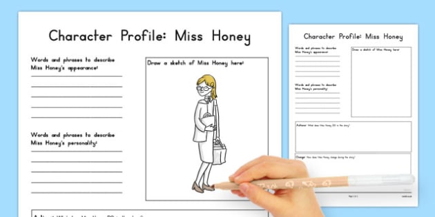 Miss Honey Character Profile Worksheet To Support Teaching On