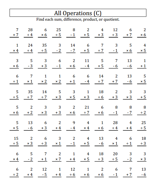 Mixed Operations Worksheet Worksheets For All