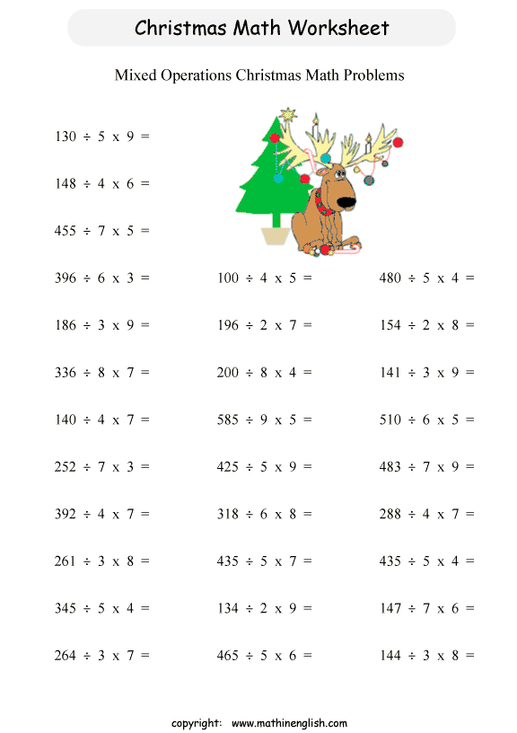 Mixed Operations Worksheet Year 5