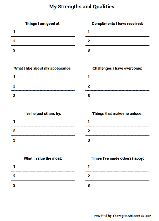 My Strengths And Qualities (worksheet)