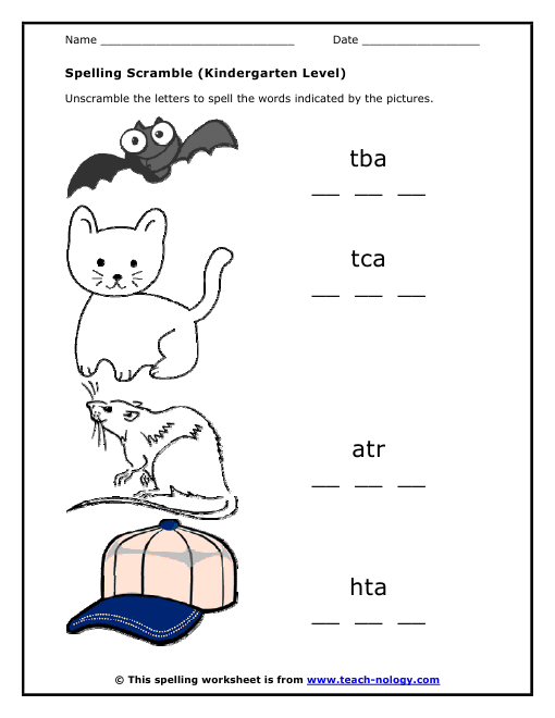 Naming Words Worksheet Kindergarten