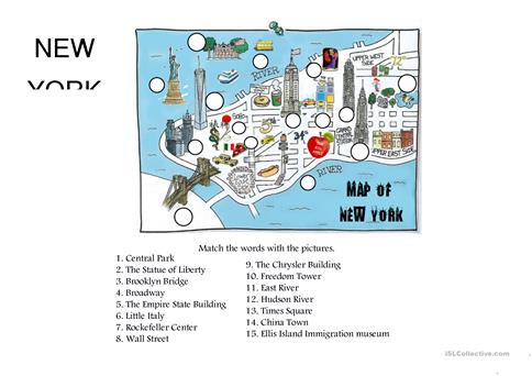 New York City Top Sites Worksheet